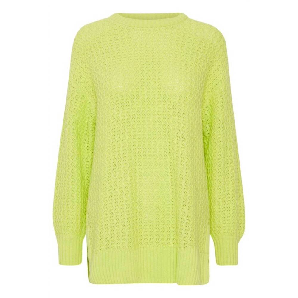 NEW B.YOUNG women's split hem sweater in lime